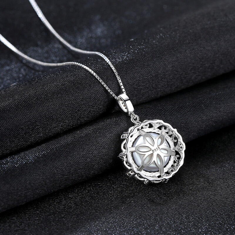 Demure 925 Sterling Silver Real Grey Pearl Necklace 4
