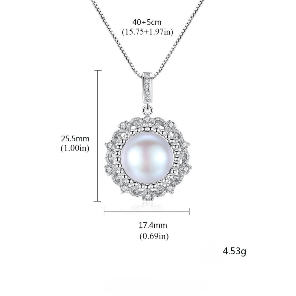 Demure 925 Sterling Silver Real Grey Pearl Necklace - Afbeelding 7
