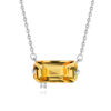 Elegant S925 Silver Square Citrine Birthstone Necklace Chain (1)