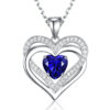 Elegant S925 Sterling Silver Hollow Out Blue Sapphire Heart Necklace (5)