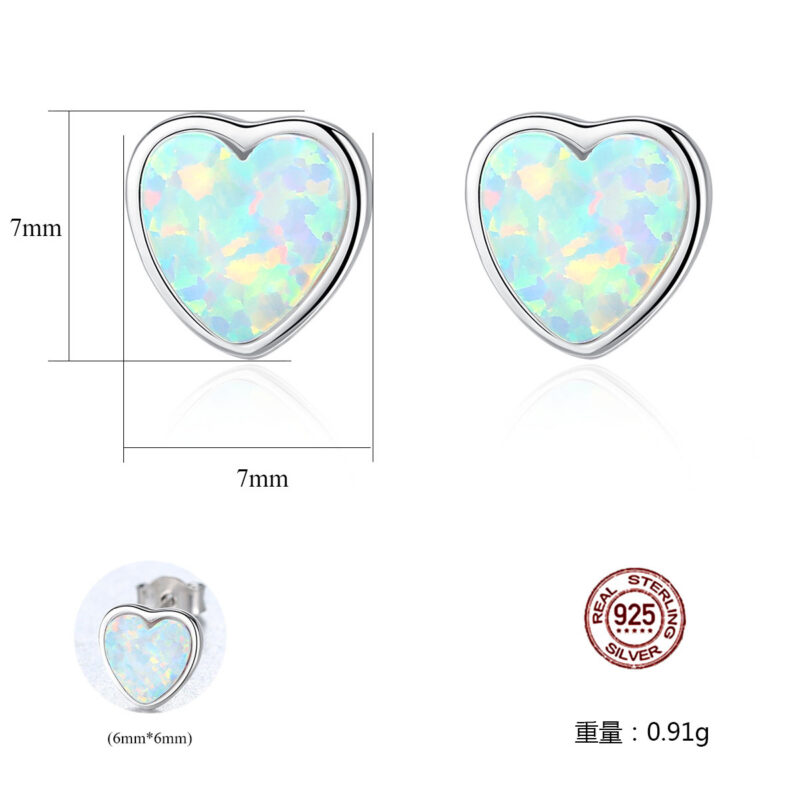Elegant Zircon Inlaid 925 Sterling Silver Opal Heart Necklace