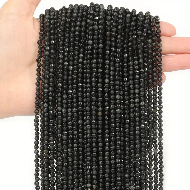 Alternative view of Facted Natural Black Obsidian Beads Wholesale