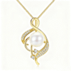 Grace S925 Silver Gold Swirl Teardrop Gold Pearl Pendant Necklace​ (3)