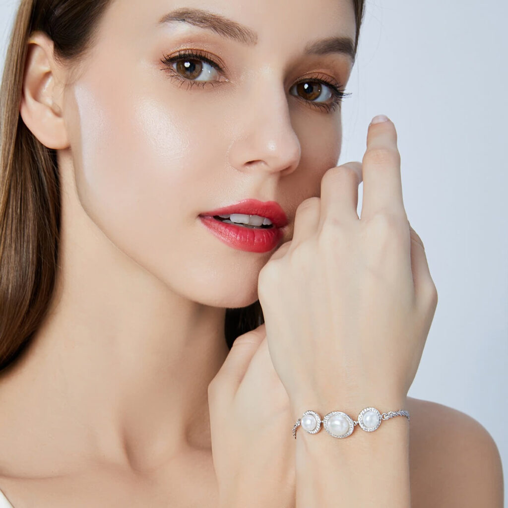 Graceful S925 Silver Freshwater Pearl Bracelet with 3A CZ - Afbeelding 5