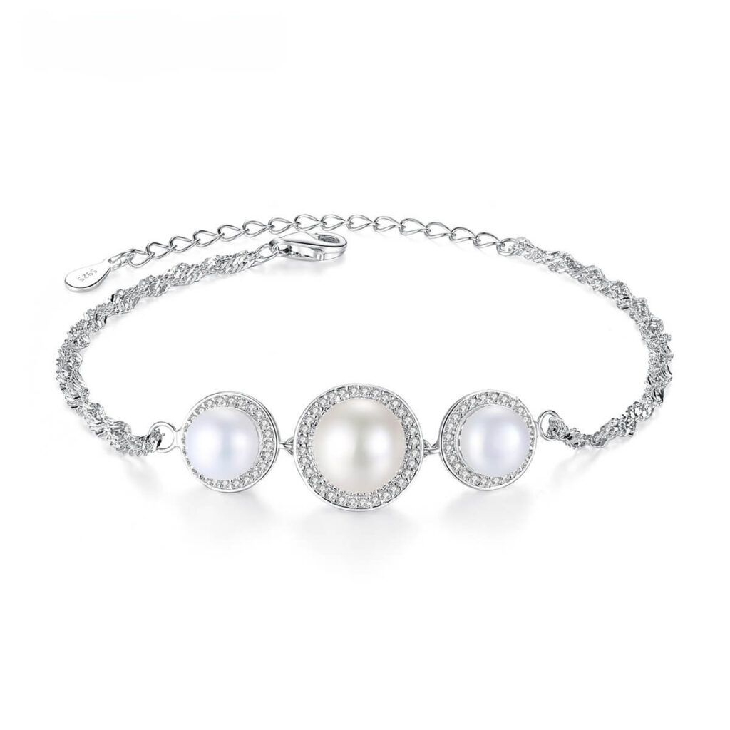 Graceful S925 Silver Freshwater Pearl Bracelet with 3A CZ