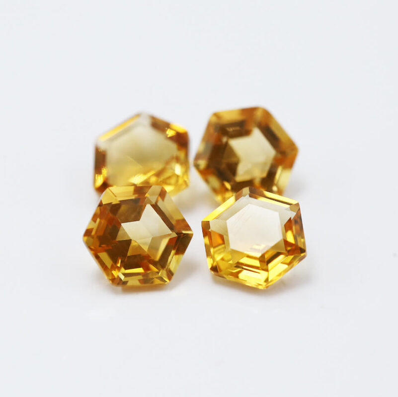 Hexagon Natural Faceted Citrine Stone 2