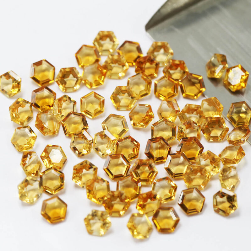 Hexagon Natural Faceted Citrine Stone show