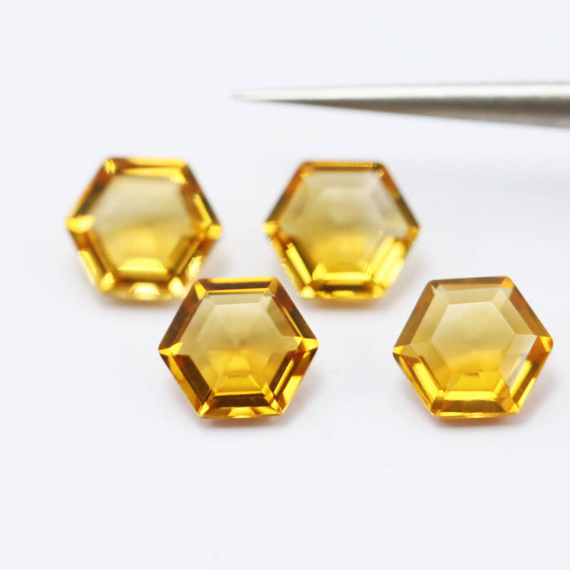 Hexagon Natural Faceted Citrine Stone 4