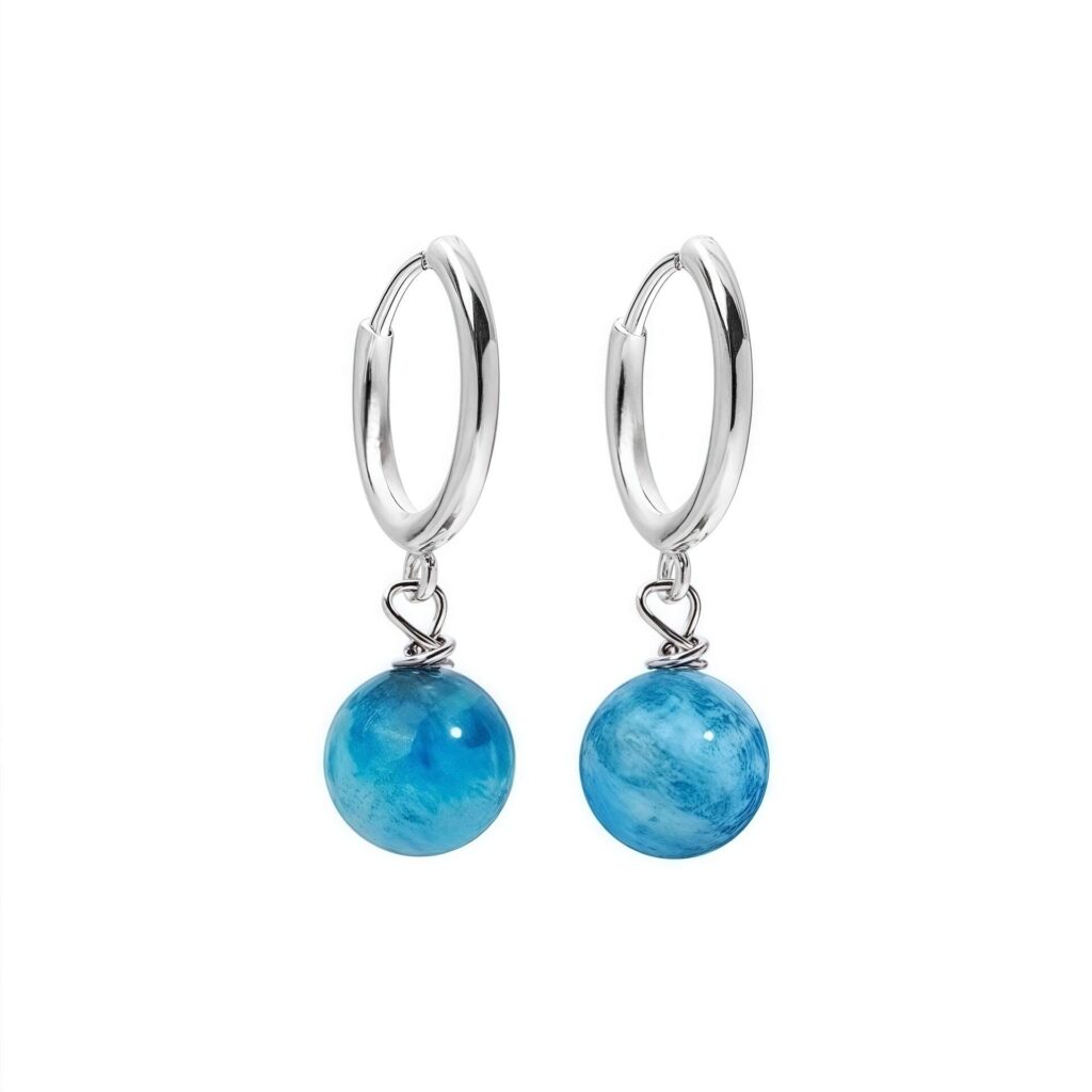 Hip-hop Style Natural Blue Apatite Stone Earrings