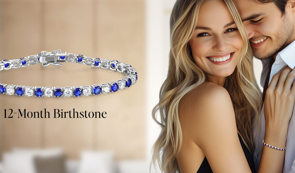 Luxury 925 Silver Blue Sapphire and Diamond Tennis Bracelet for Birthday Wedding Bridal Prom 4