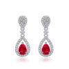 Luxury 925 Sterling Silver Waterdrop Ruby and Diamond Dangle Earrings​ (1)