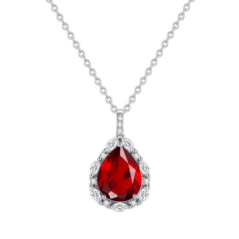 Luxury S925 sterling silver Garnet Pendant Necklace (2)