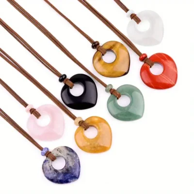Natural Tiger Eye Stone Heart Pendant Necklace Wholesale (1)