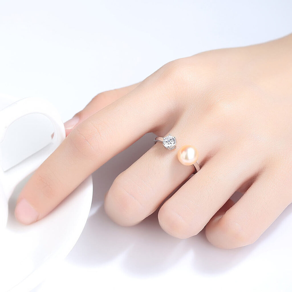 Niche Adjustable Freshwater Pearl Rings Sterling Silver - Afbeelding 5