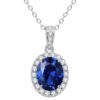 OVAL Delux 925 Sterling Silver Blue Sapphire Necklace for Women