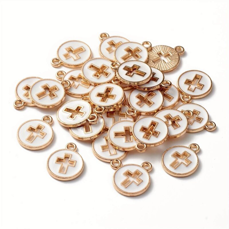 Round Alloy Pendants Hollowed Cross Charms for Jewelry Making