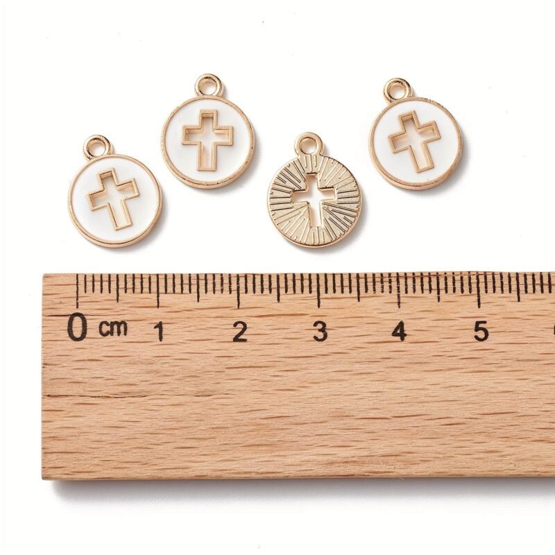 Round Alloy Pendants Hollowed Cross Charms for Jewelry Making 5