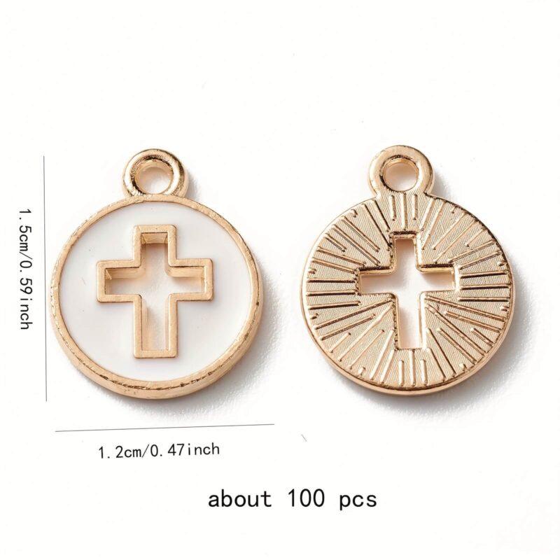 Round Alloy Pendants Hollowed Cross Charms for Jewelry Making 9