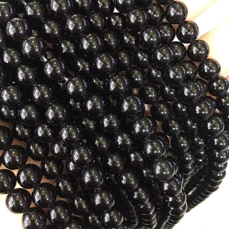 Round Natural Black Tourmaline Beads for DIY Jewelry Making
