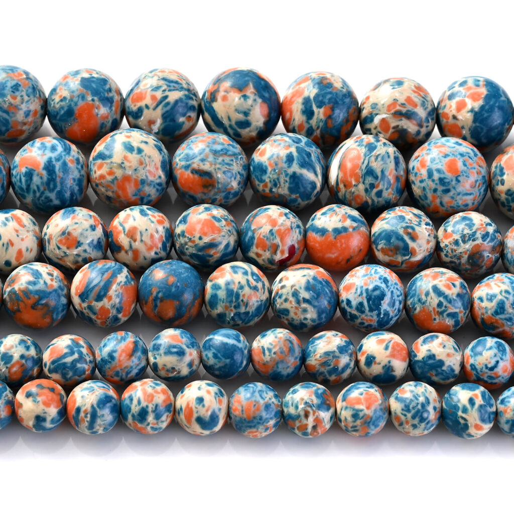 Round Sea Sediment Jasper Beads Marble Emperor Stone – Bild 19