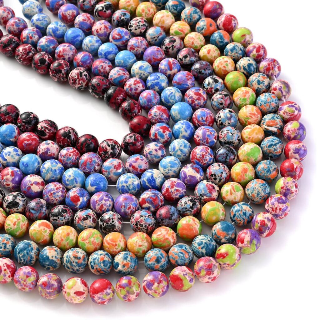 Round Sea Sediment Jasper Beads Marble Emperor Stone – Bild 2
