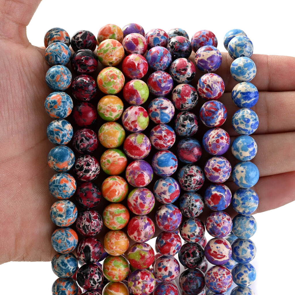 Round Sea Sediment Jasper Beads Marble Emperor Stone