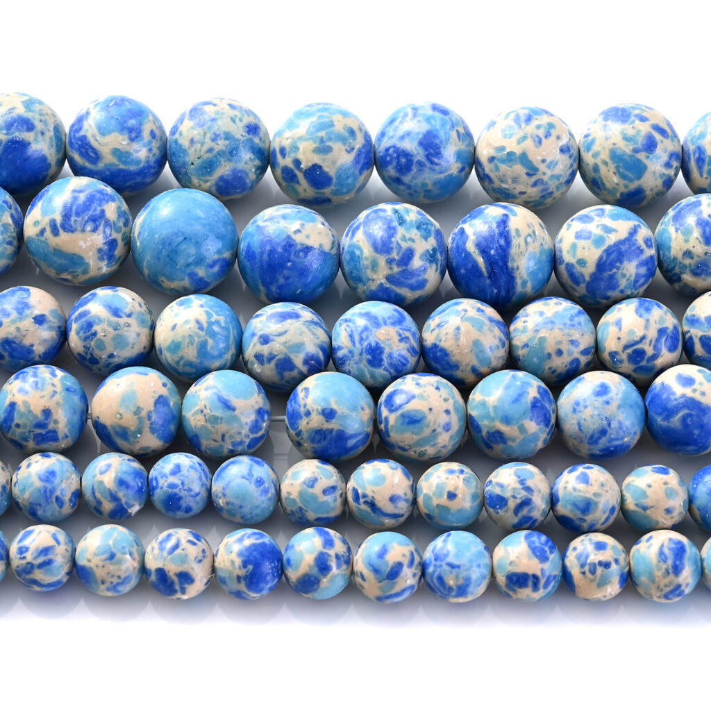 Round Sea Sediment Jasper Beads Marble Emperor Stone – Bild 14