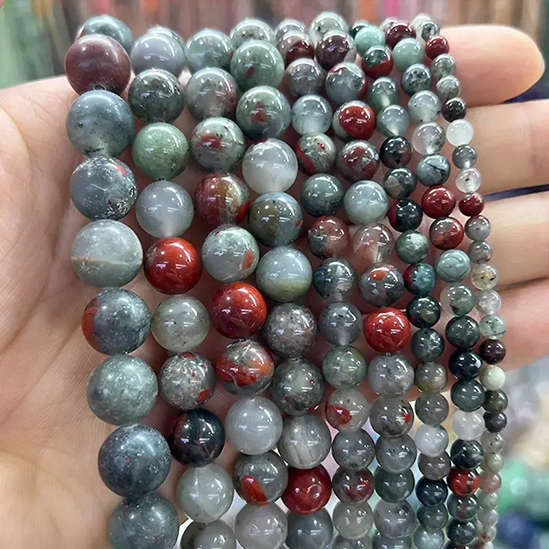 Round Shaped African Bloodstone Crystal Beads Bulk