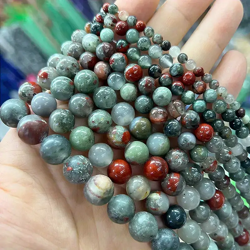 Round Shaped African Bloodstone Crystal Beads Bulk 2