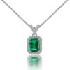 Luxury S925 Silver 18K Gold Plated Rectangular Emerald Birthstone Necklace(1.25CT)