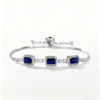 Simple 925 Sterling Silver Lab Grown Blue Sapphire Bracelet​ for Women (5)