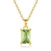 Square 925 Sterling Silver August Peridot Birthstone Necklace​-GOLD
