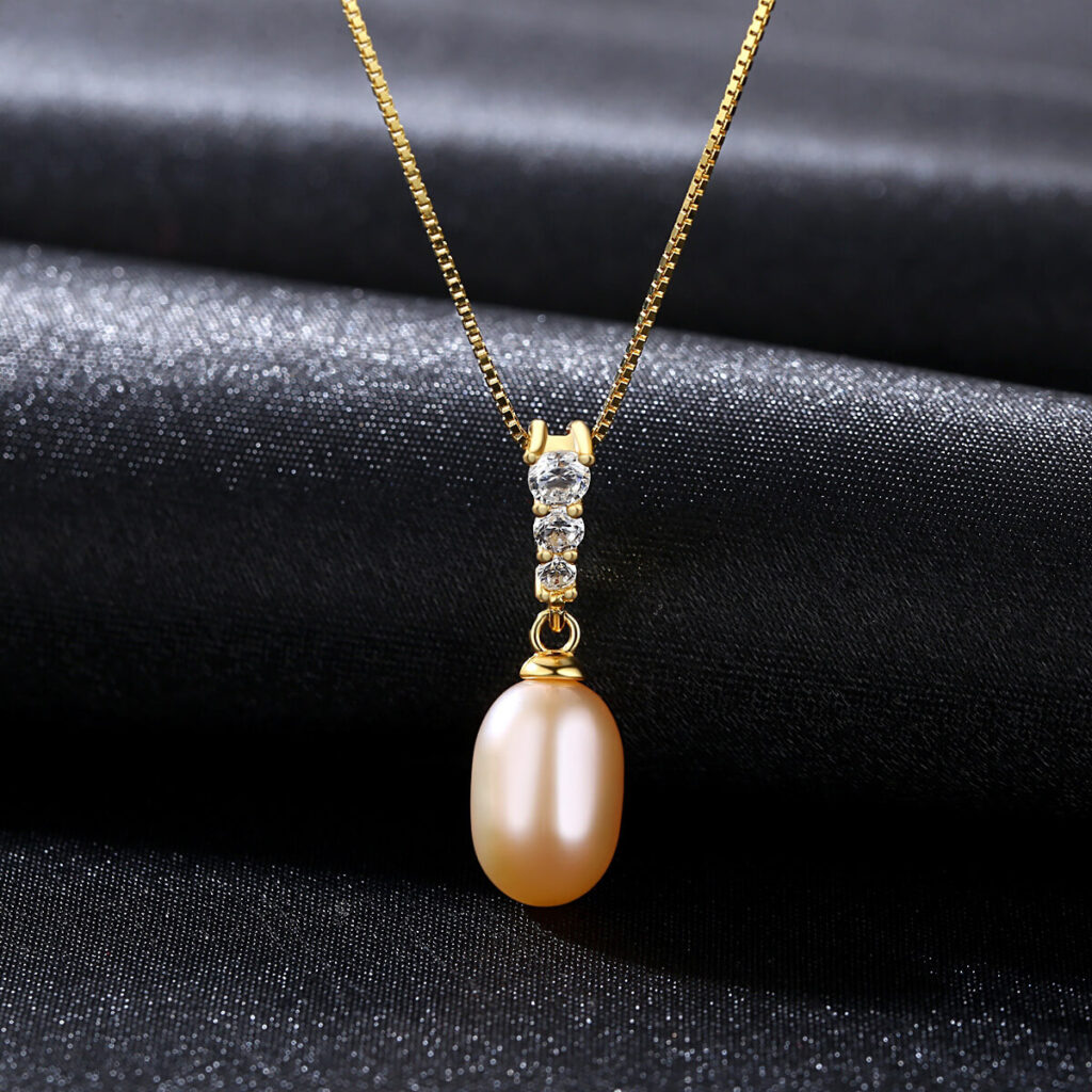 Stylish S925 Cubic Zirconia Pearl Necklace PINK