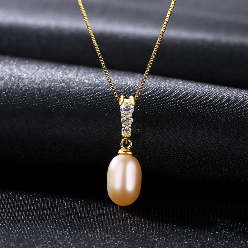 Stylish S925 Cubic Zirconia Pearl Necklace PINK