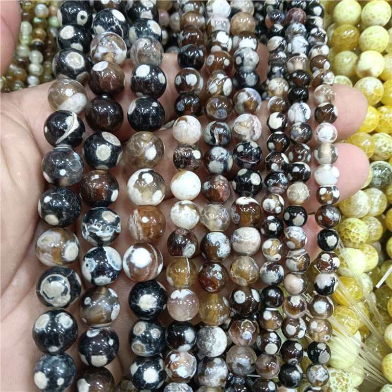 Various Natural Fire Agate Beads Round Shaped Bulk