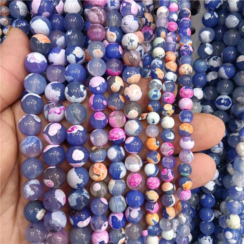 Various Natural Fire Agate Beads Round Shaped Bulk 6