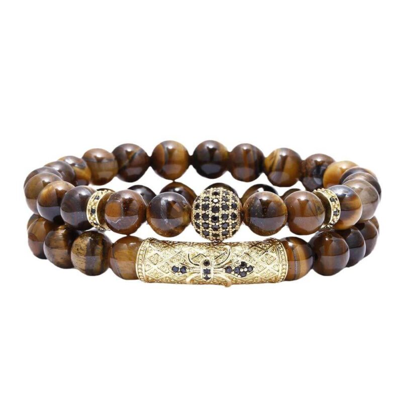 Versatile 2pcsSet 8mm Tiger Eye Bracelet Accessories
