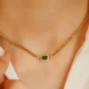 Vintage Style 24K Gold Plated Columbia Emerald Choker Necklace​ (2)