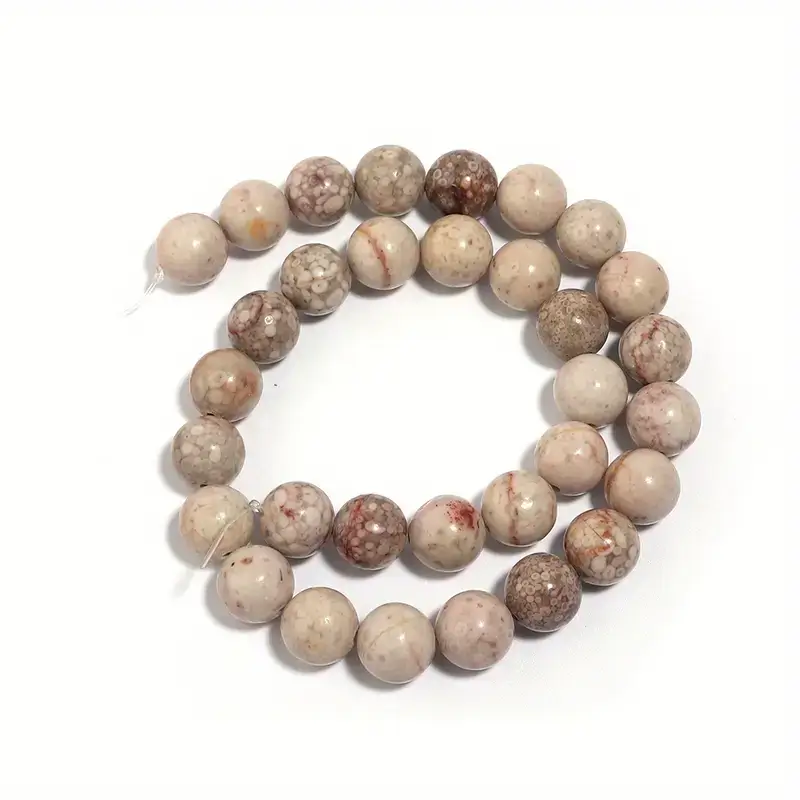 thumbnail image 2 of 8mm Natural Stone Beads - Beige Watermelon Gemstone Round Beads For Jewelry Making 2 of 11