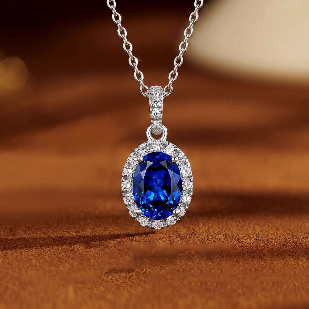 Alternative view of Deluxe 925 Sterling Silver Blue Sapphire Necklace for Women