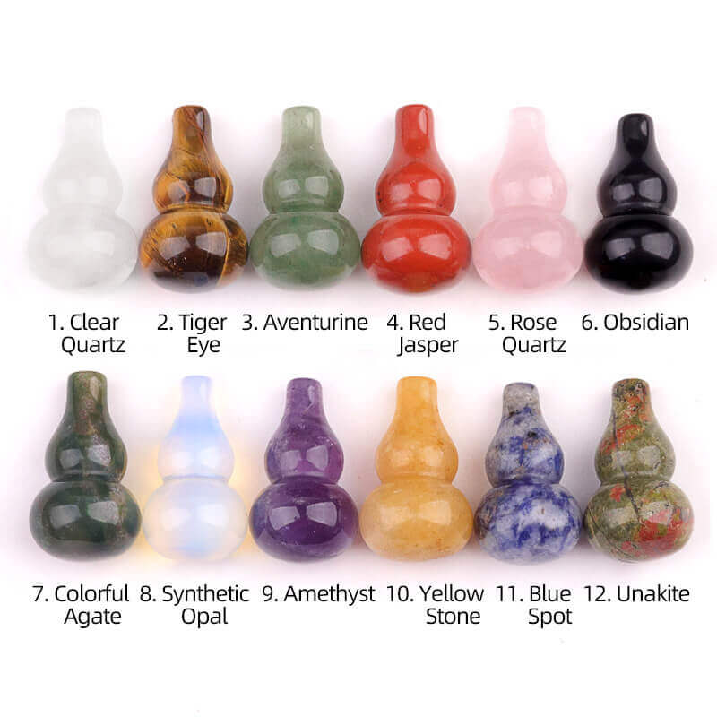 1Pc 30mm Gourd Crystal Hole Free Calabash Carvings 10