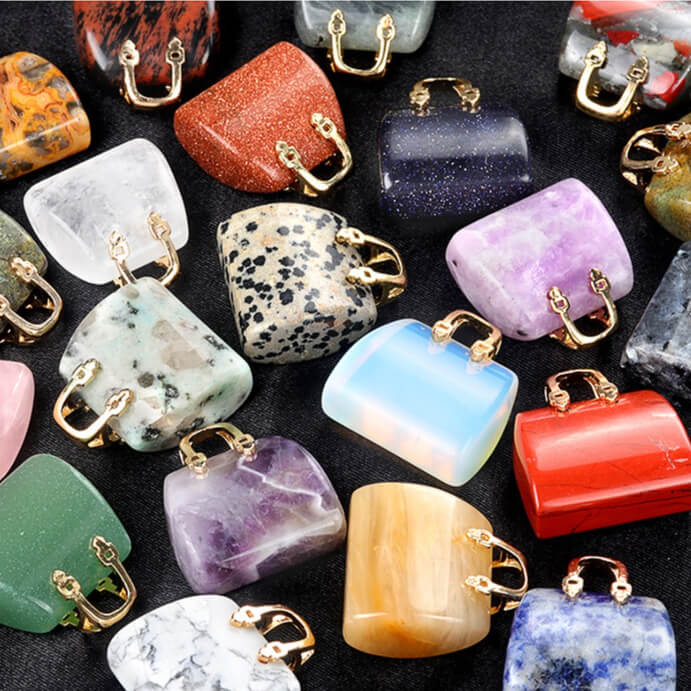 1Pc Creative Carved Natural Crystal Mini Bag 2
