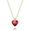 Elegant 925 Sterling Silver Gold Plated Birthstone Heart Love Necklace