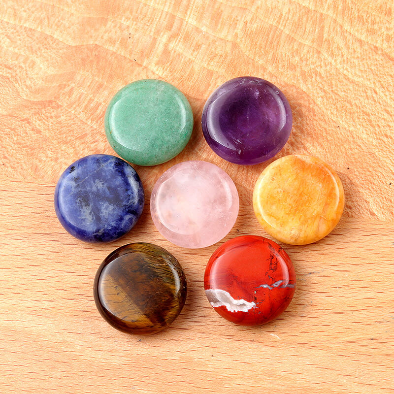 7PcsSet Chakra Healing Stones Round Yoga Stone Spirit Symbol 5