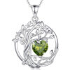Double Layer 925 Sterling Silver Tree of Life Birthstone Necklace
