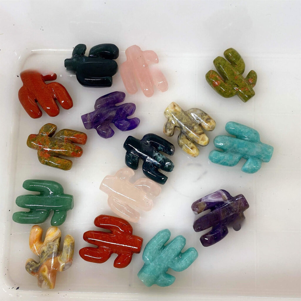 Alternative view of 8 Types Cactus Crystal Carving Plants