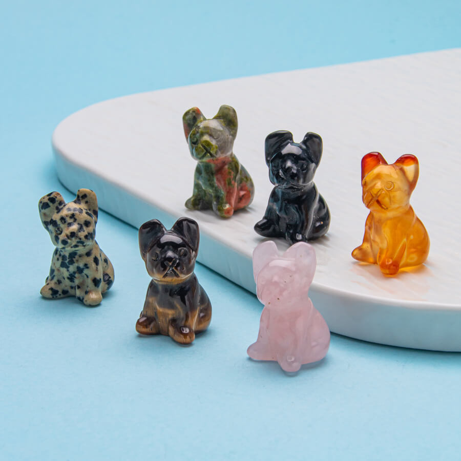 Alternative view of 8 Types Natural Crystal Dog Stone Carving Animal