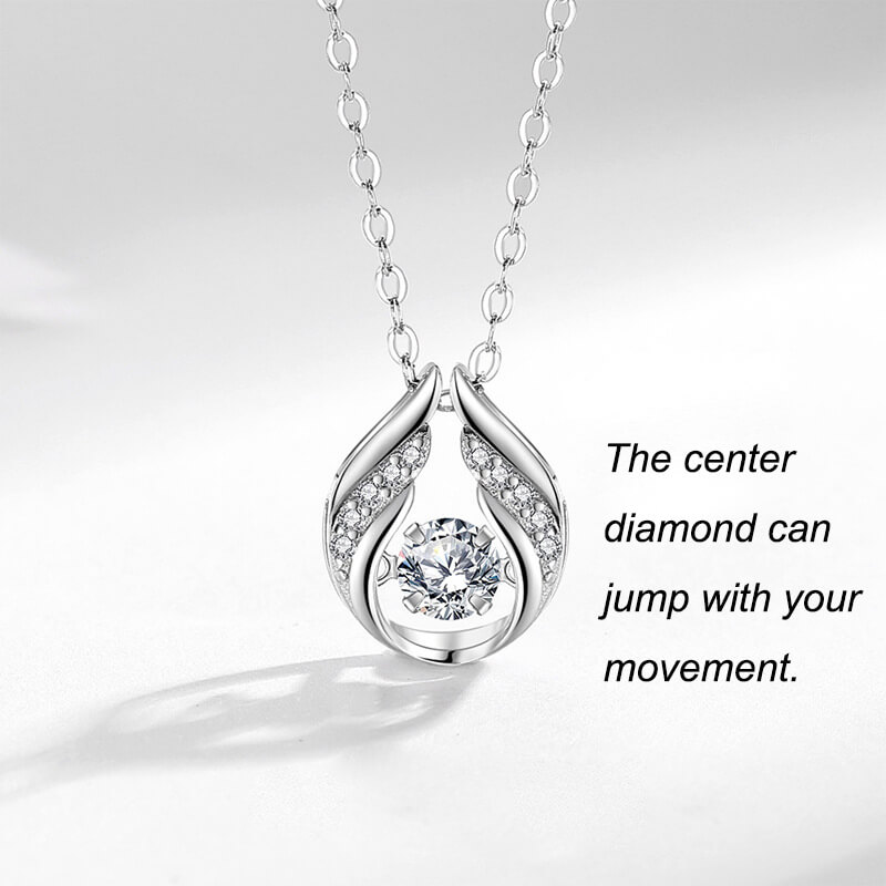 925 Sterling Silver Interlay Jumping Diamond Heart Necklace 3