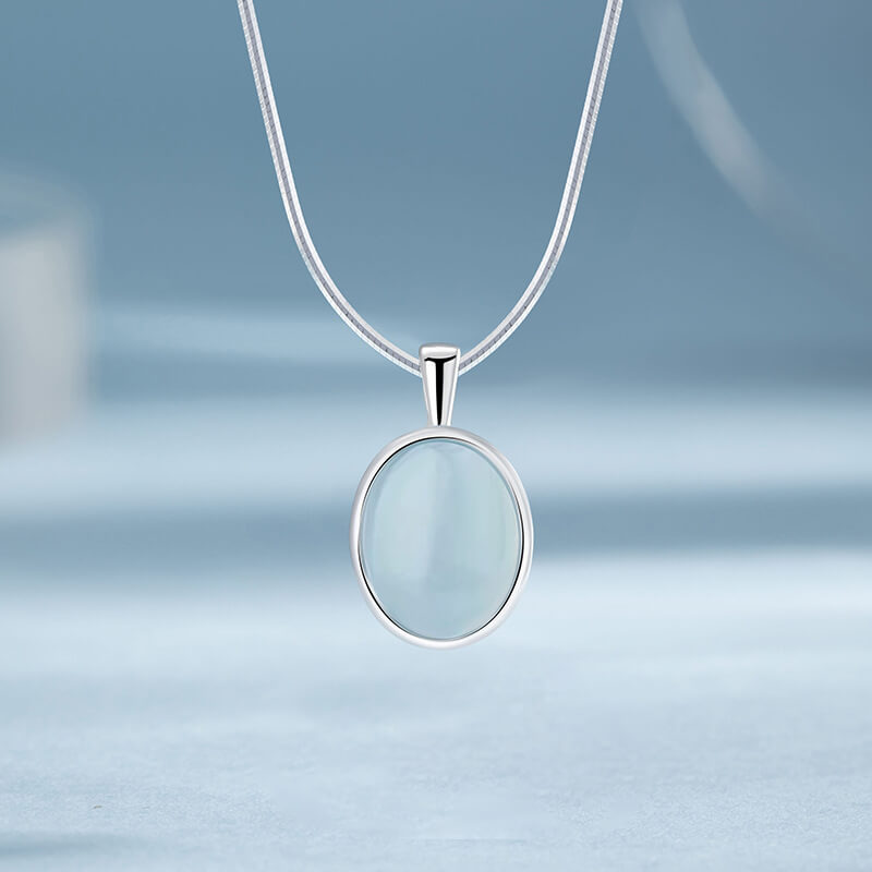 Minimalist 925 Sterling Silver Teardrop Aquamarine Pendant Necklace Choker 3
