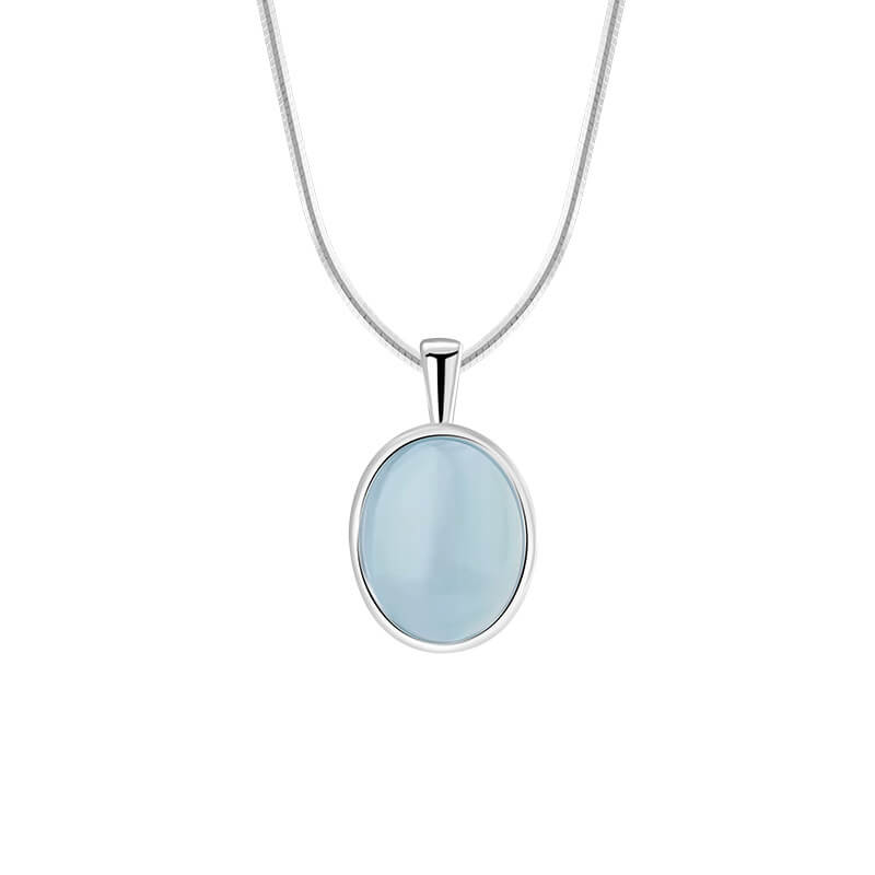 Minimalist 925 Sterling Silver Teardrop Aquamarine Pendant Necklace Choker 6